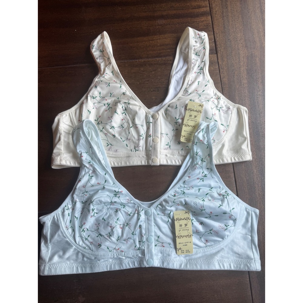 Floral Print Women's Bras - Cream and White
